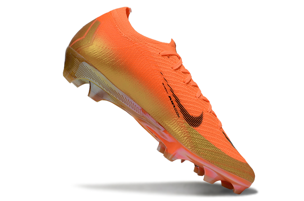 Chuteira Nike Air Zoom Mercurial Vapor 16 Déja Vu Elite FG - Laranja e Dourada