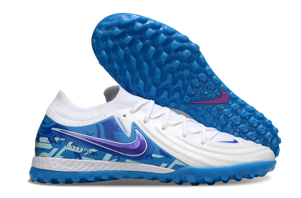 Chuteira Society Nike Phantom GX II TF - Branca e Azul