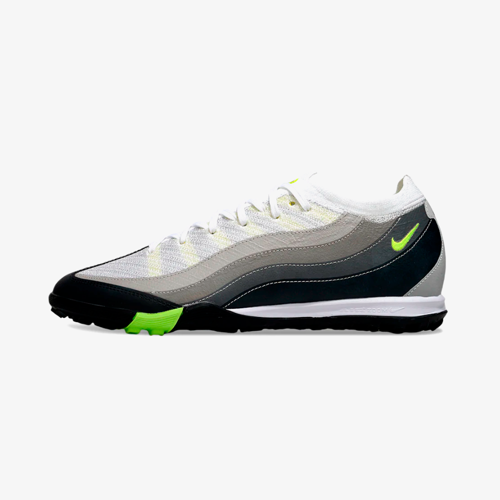 Chuteira Society Nike Air Zoom Mercurial Vapor 16 Elite Air Max 95 TF - Branca e Preta