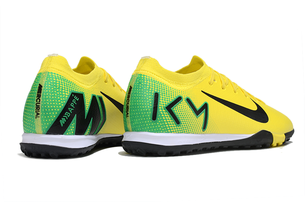 Chuteira Society Nike Air Zoom Mercurial Vapor 16 Killian Mbappe Elite TF - Amarela, Verde e Preta