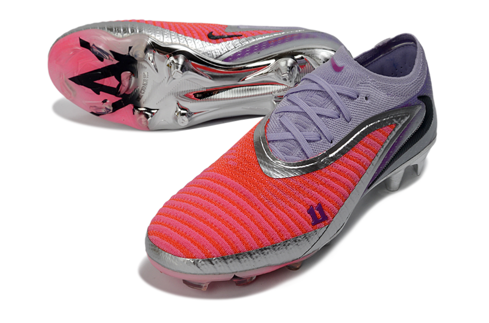 Chuteira Nike Phantom 6 Elite FG - Vermelha, Prata e Roxa