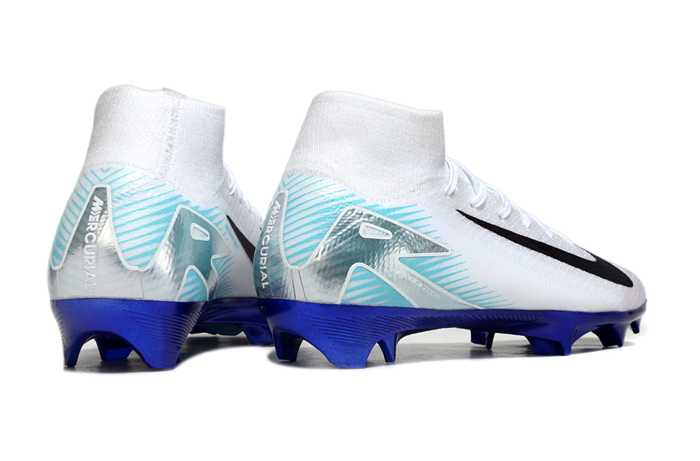 Chuteira Nike Air Zoom Mercurial Superfly 10 Edição Especial Elite FG - Branca e Azul