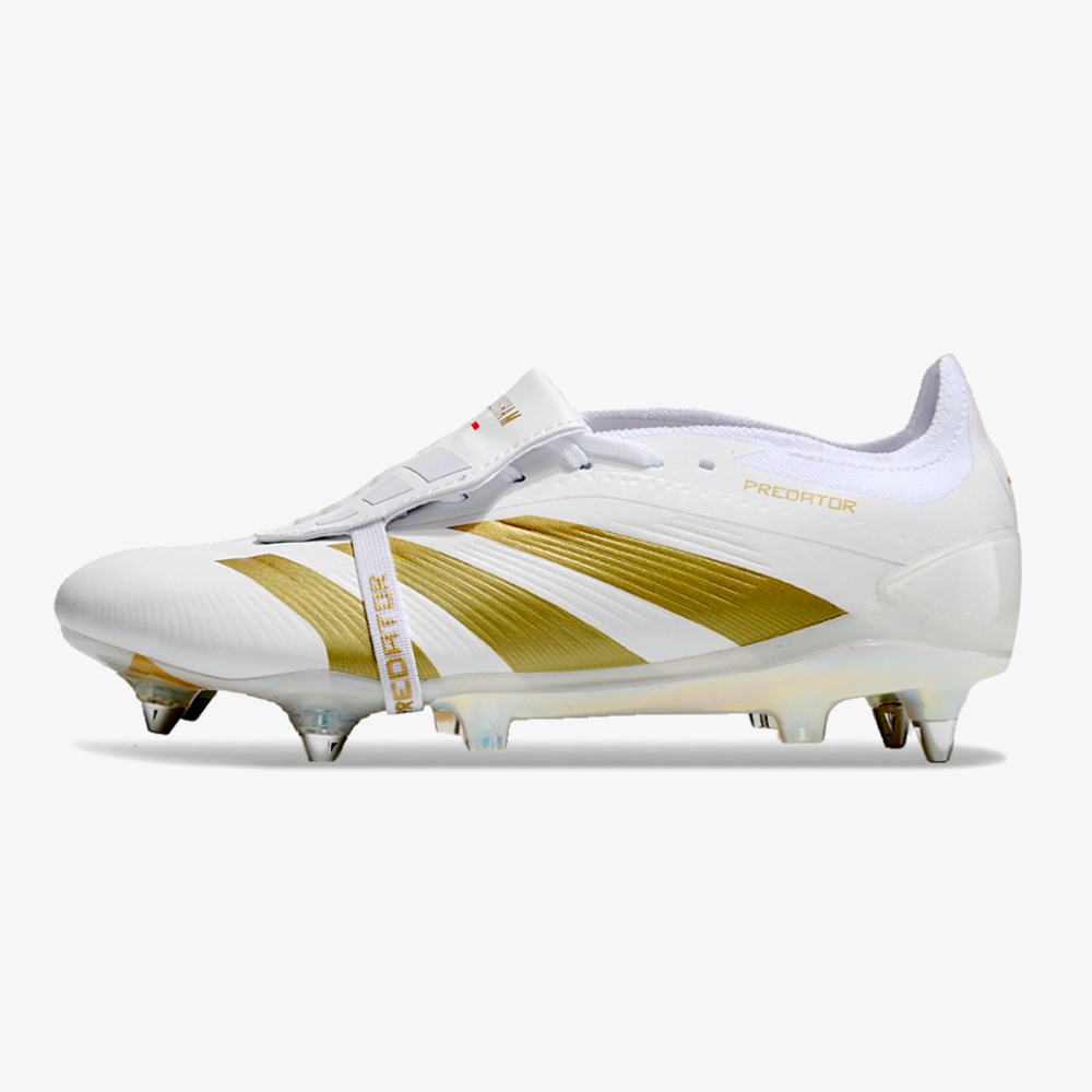 Chuteira Adidas Predator Elite Fold-Over Tongue SG - Branca e Dourada