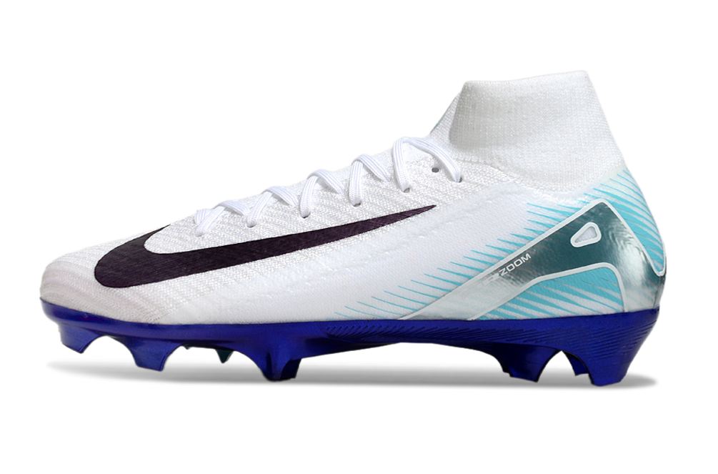 Chuteira Nike Air Zoom Mercurial Superfly 10 Edição Especial Elite FG - Branca e Azul