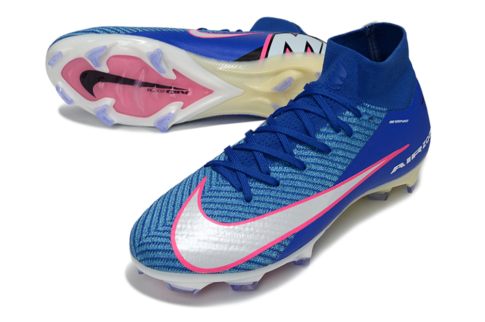 Chuteira Nike Air Zoom Mercurial Superfly 10 Elite FG - Azul, Branca e Rosa - Attack Pack