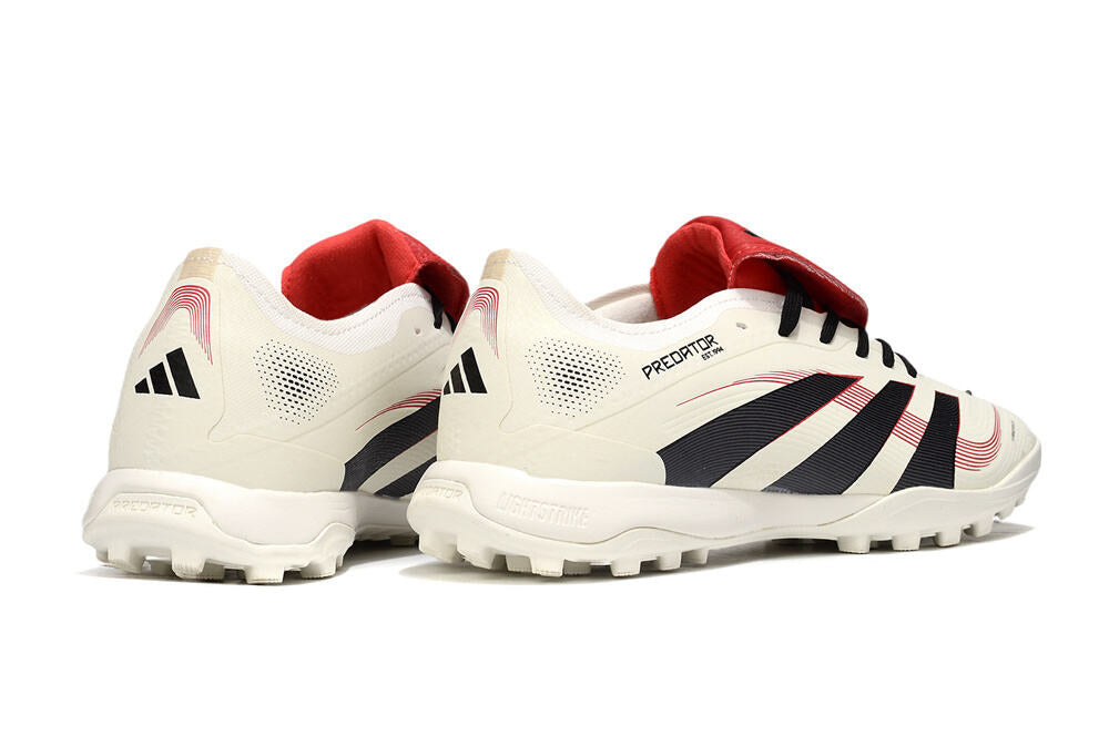 Chuteira Society Adidas Predator Elite Fold-Over Tongue TF - Begê, Preta e Vermelha