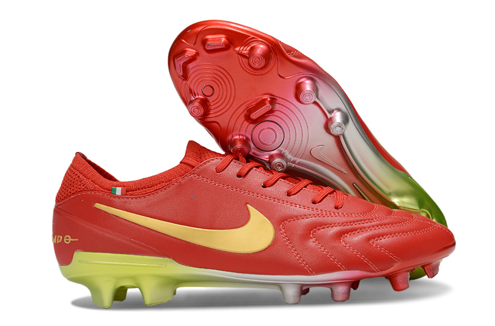 Chuteira Nike Tiempo Legend 10  FG -  Vermelha e Dourada - Edição Especial