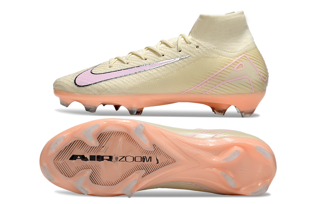 Chuteira Nike Air Zoom Mercurial Superfly 10 Edição Especial Elite FG - Branca e Salmão