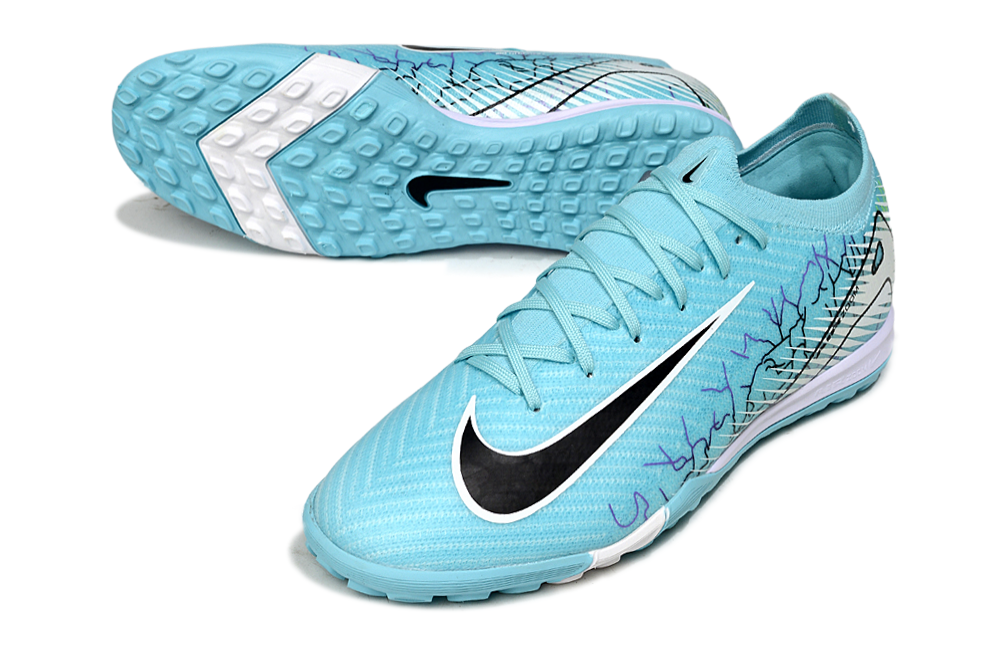 Chuteira Society Nike Air Zoom Mercurial Vapor 16 Elite TF - Branca e Azul