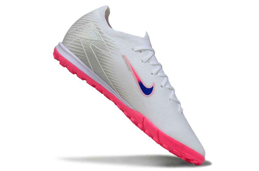 Chuteira Society Nike Air Zoom Mercurial Vapor 16 Elite TF - Branca, Rosa e Azul