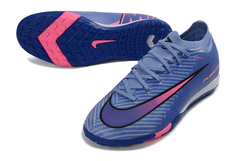 Chuteira Society Nike Air Zoom Mercurial Vapor 16 Elite TF - Azul e Rosa