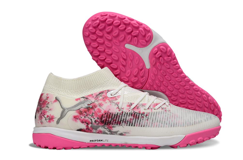 Chuteira Society Puma Future 8 TF - Branca e Rosa