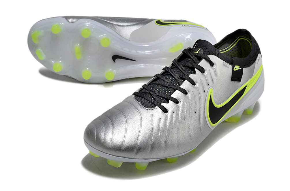 Chuteira Nike Tiempo Legend 10 Elite FG - Prata e verde