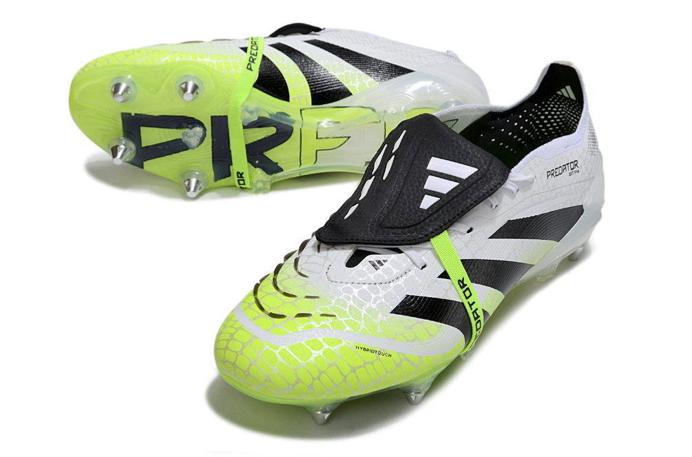 Chuteira Adidas Predator Elite Fold-Over Tongue SG - Branca, Verde e Preta - Radiant Blaze Pack