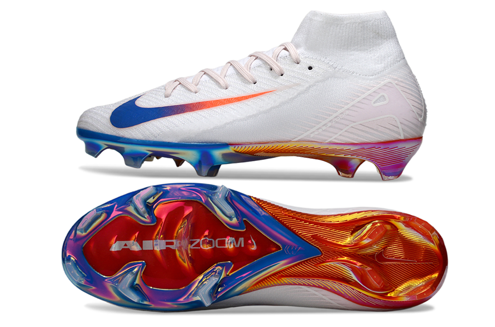 Chuteira Nike Air Zoom Mercurial Superfly 10 Elite FG - Branca, Vermelha e Azul