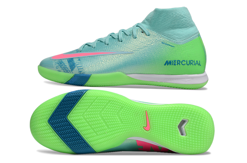 Chuteira Futsal Nike Air Zoom Mercurial Superfly 10 Elite  IC - Azul e Verde