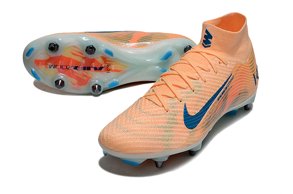 Chuteira Nike Zoom Mercurial SuperFly 10 Elite SG - Laranja e Azul
