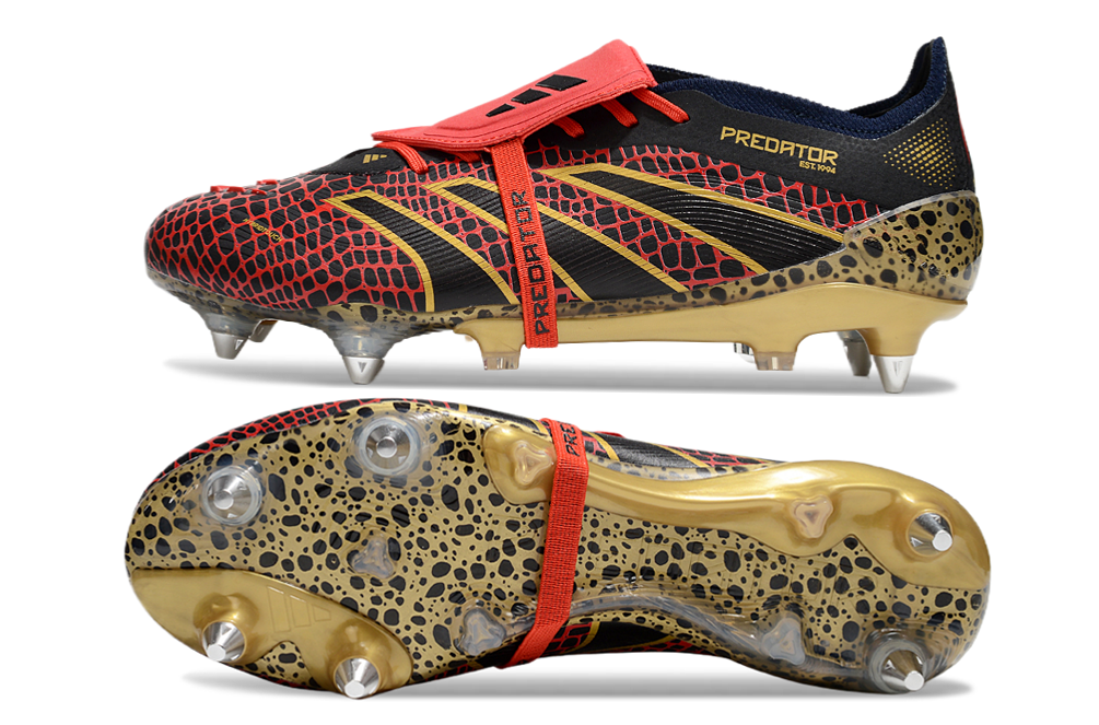 Chuteira Adidas Predator Elite Fold-Over Tongue SG - Preta, Dourada e Vermelha