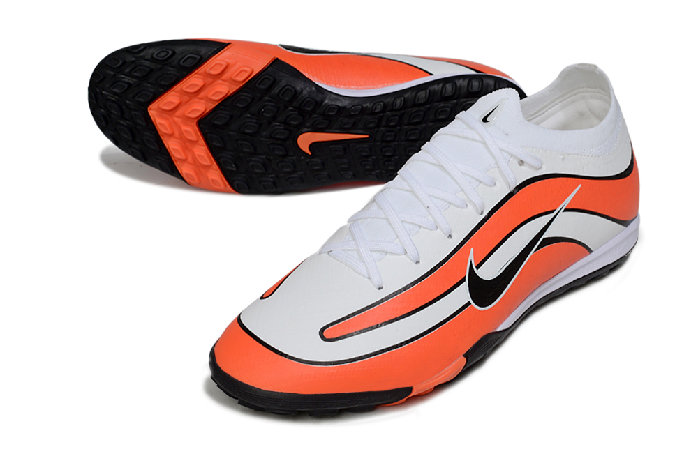 Chuteira Society Nike Air Zoom Mercurial Vapor 16 Elite TF - Branca e Laranja
