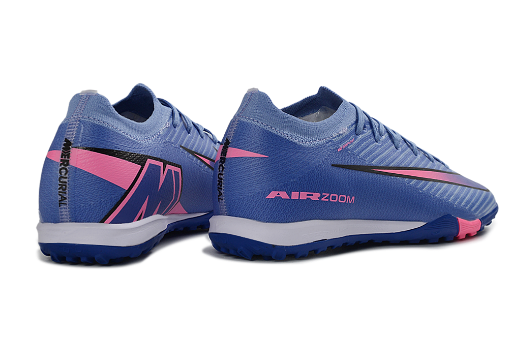 Chuteira Society Nike Air Zoom Mercurial Vapor 16 Elite TF - Azul e Rosa