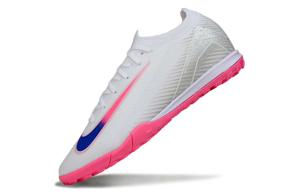 Chuteira Society Nike Air Zoom Mercurial Vapor 16 Elite TF - Branca, Rosa e Azul