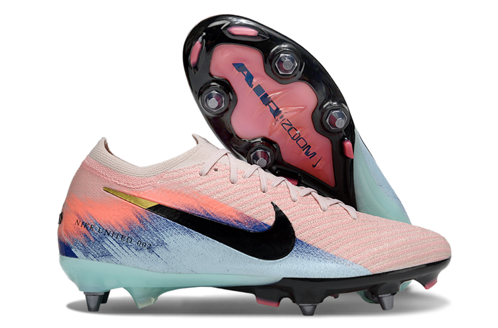 Chuteira Nike Air Zoom Mercurial Vapor 16 Elite SG - Rosa, Azul e Preta - United 02 Pack