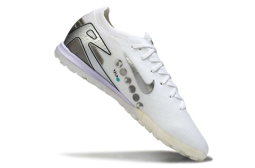 Chuteira Society Nike Air Zoom Mercurial Vapor 16 Vini JR Elite TF - Branca e Cinza