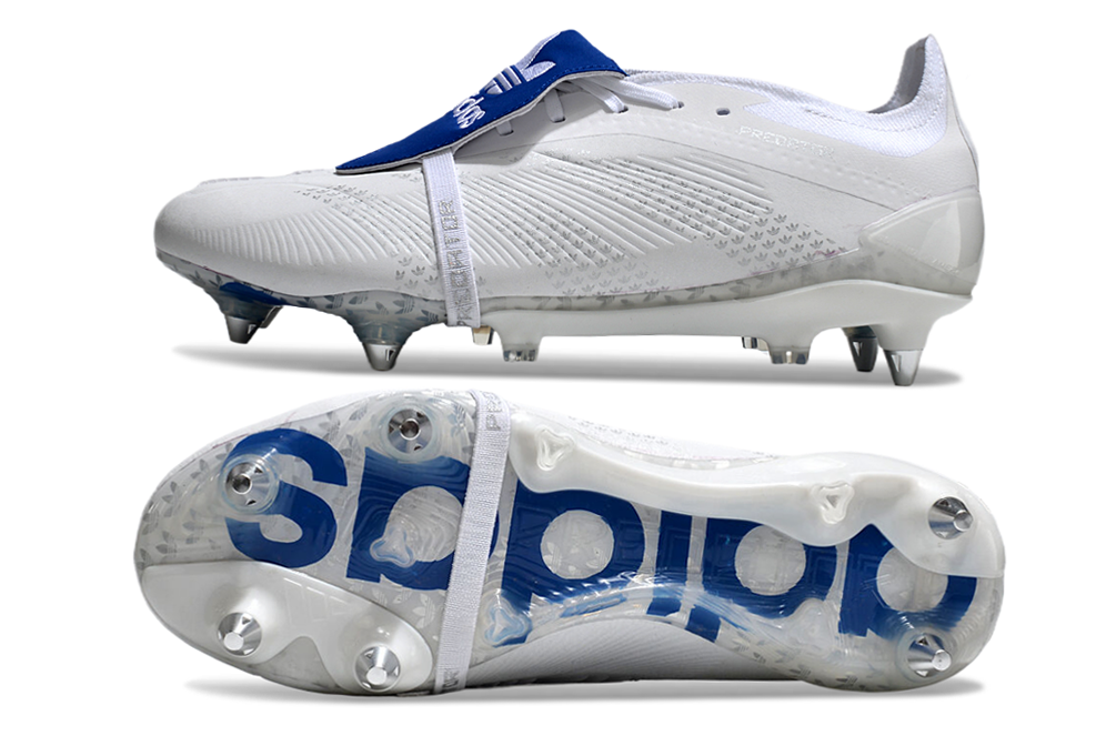 Chuteira Adidas Predator Elite Fold-Over Tongue SG - Branca e Azul