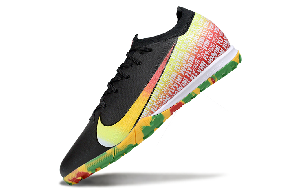 Chuteira Society Nike Air Zoom Mercurial Vapor 16 Vini Jr Elite TF - Preta, Verde e Amarela