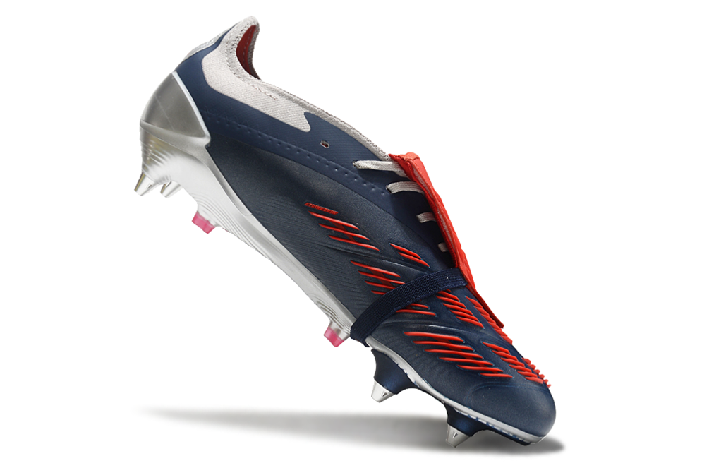 Chuteira Adidas Predator Elite Fold-Over Tongue SG - Prata, Azul e Vermelha