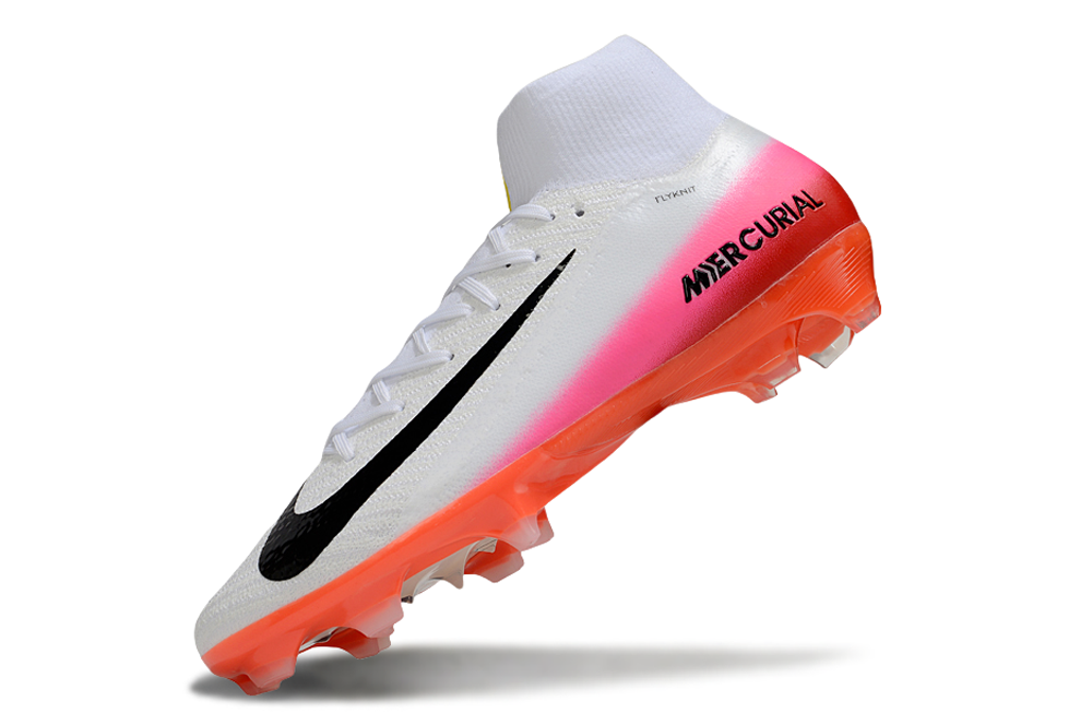 Chuteira Nike Air Zoom Mercurial Superfly 10 Elite FG - Branca, Rosa e Laranja - Pack Fear Nothing