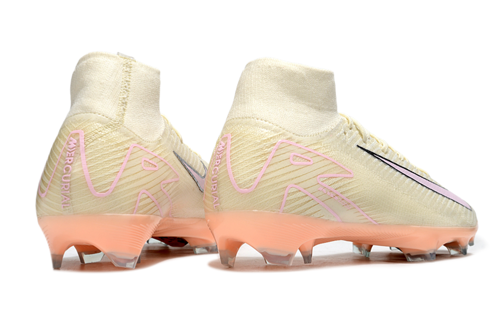 Chuteira Nike Air Zoom Mercurial Superfly 10 Edição Especial Elite FG - Branca e Salmão