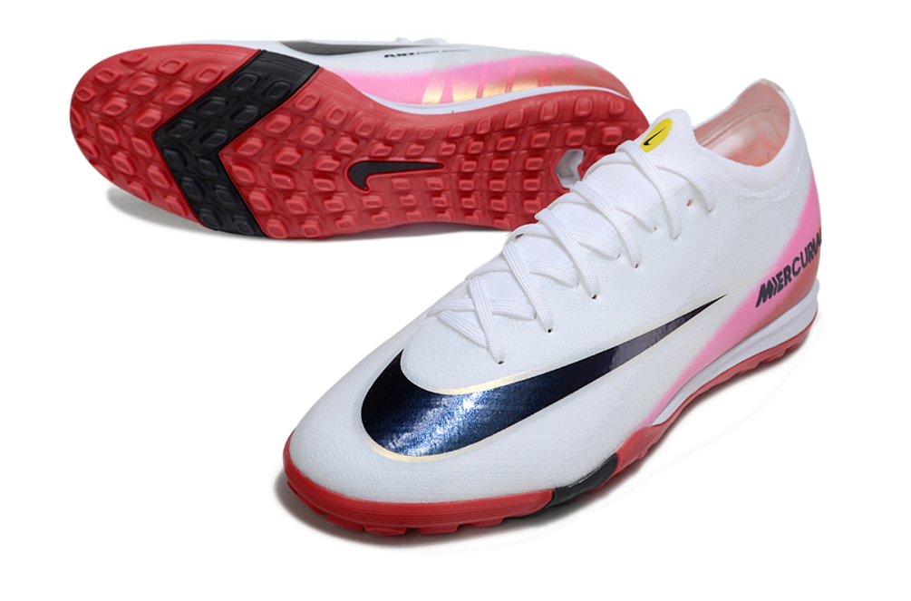 Chuteira Society Nike Air Zoom Mercurial Vapor 16 Elite TF - Branca, Vermelha e Rosa - Fear Nothing Pack