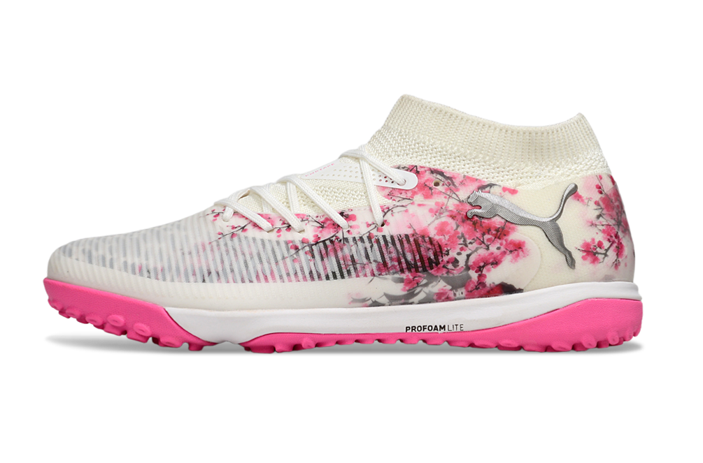 Chuteira Society Puma Future 8 TF - Branca e Rosa