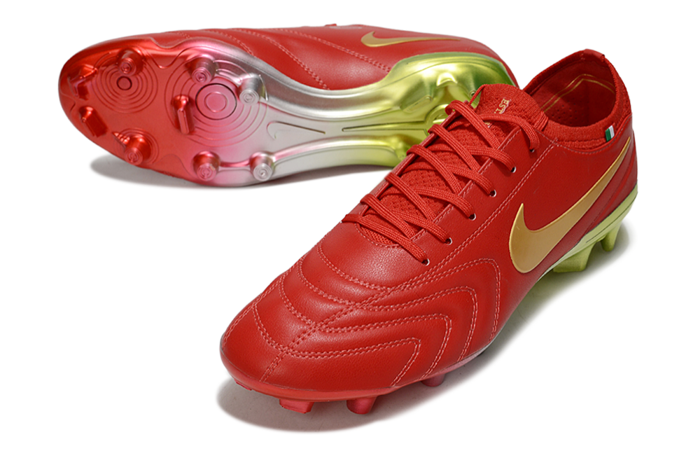 Chuteira Nike Tiempo Legend 10  FG -  Vermelha e Dourada - Edição Especial