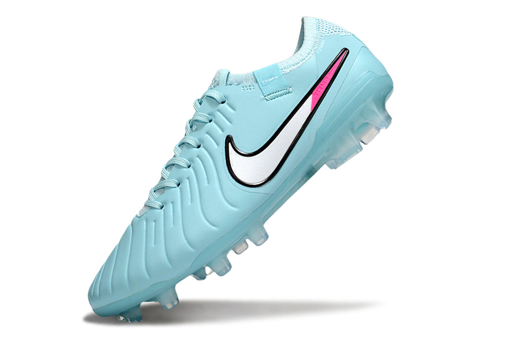 Chuteira Nike Tiempo Legend 10 X Elite FG -  Azul, Rosa e Branca - Pack Prism