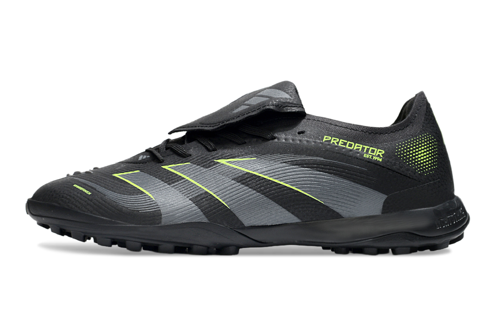 Chuteira Society Adidas Predator Elite Fold-Over Tongue TF - Preta, Cinza e Verde
