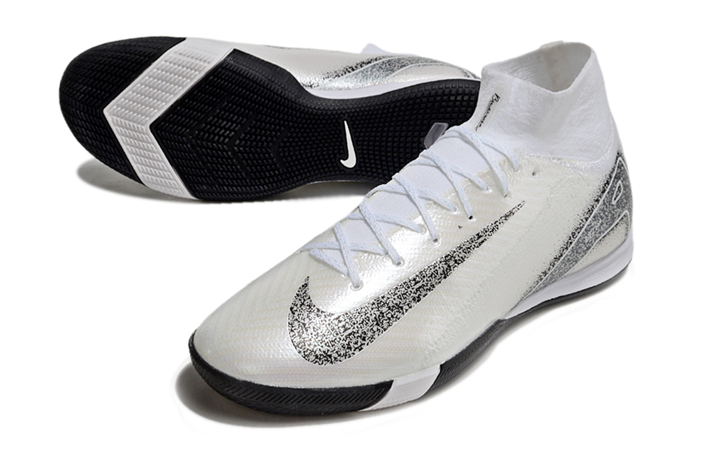 Chuteira Futsal Nike Air Zoom Mercurial Superfly 10 Elite  IC - Branca e Prata