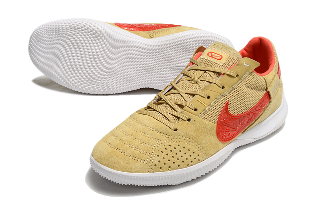 Tênis Futsal Nike Street Gato IC - Bege e Vermelha