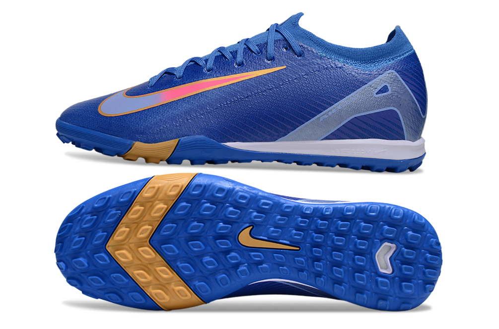 Chuteira Society Nike Air Zoom Mercurial Vapor 16 Elite TF - Azul e Amarela