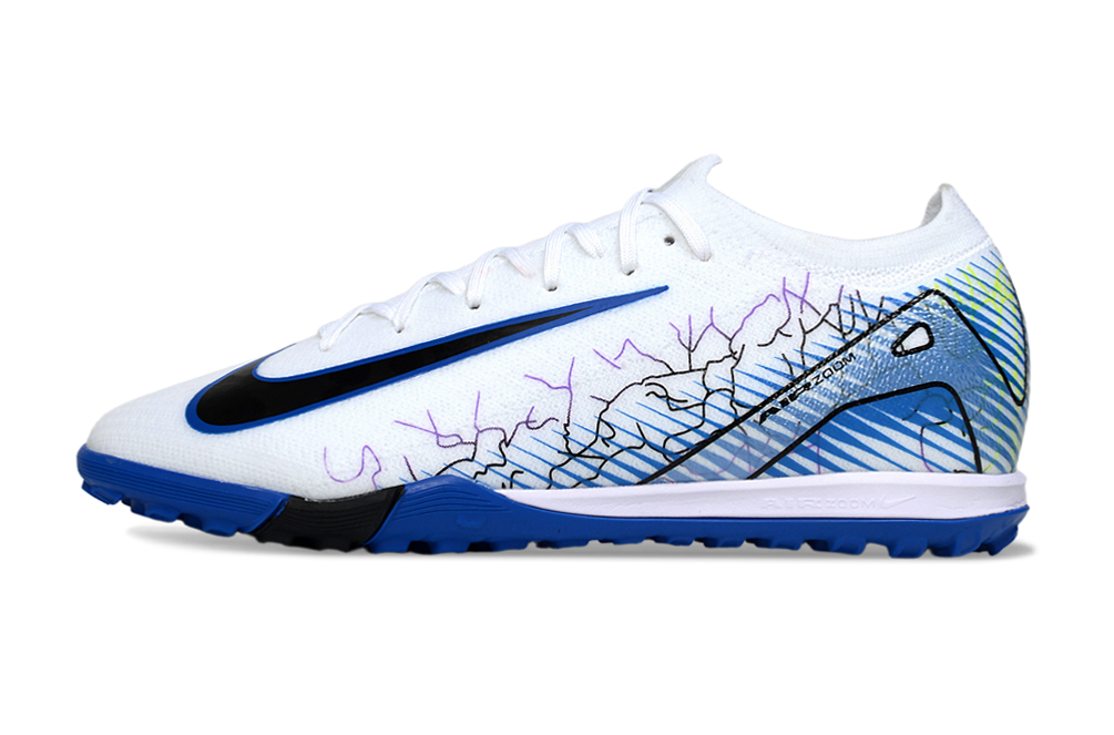 Chuteira Society Nike Air Zoom Mercurial Vapor 16 Elite TF - Branca, Azul e Preta
