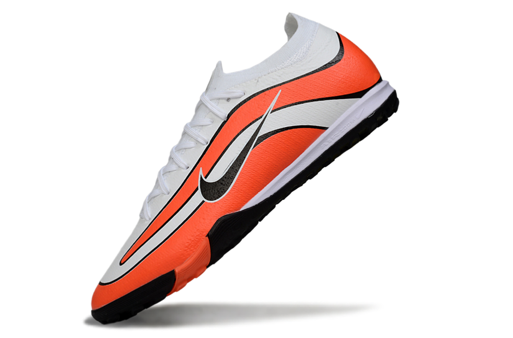 Chuteira Society Nike Air Zoom Mercurial Vapor 16 Elite TF - Branca e Laranja