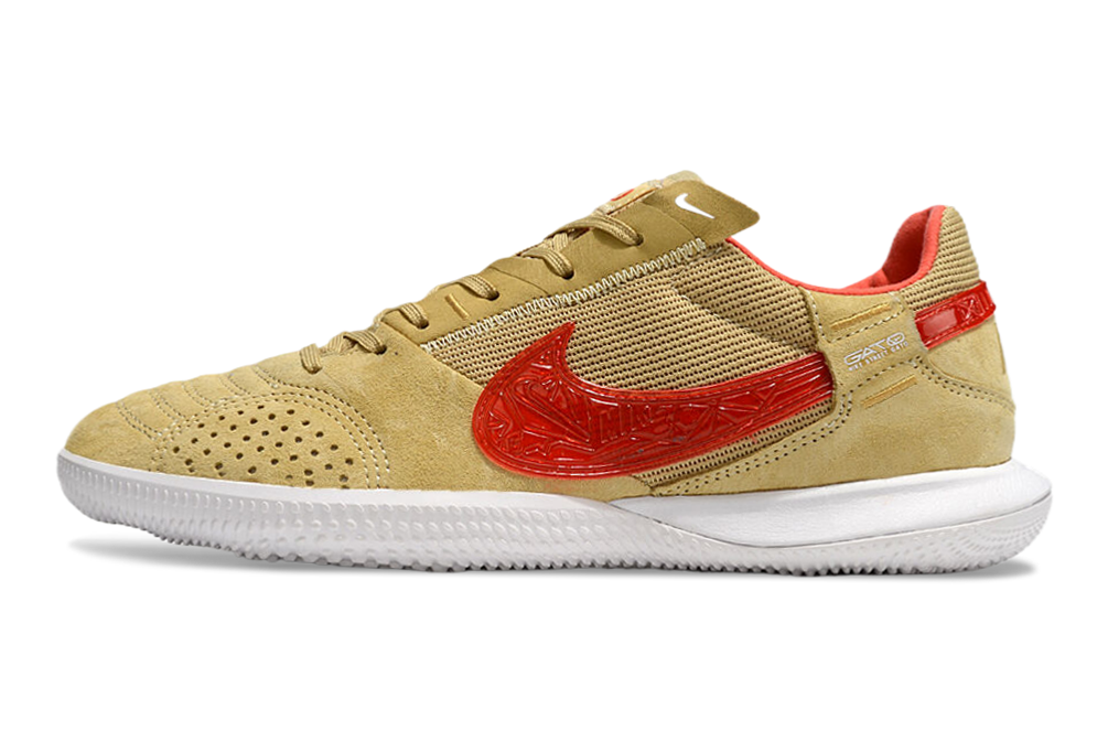 Tênis Futsal Nike Street Gato IC - Bege e Vermelha