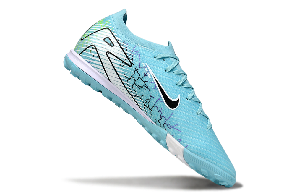 Chuteira Society Nike Air Zoom Mercurial Vapor 16 Elite TF - Branca e Azul