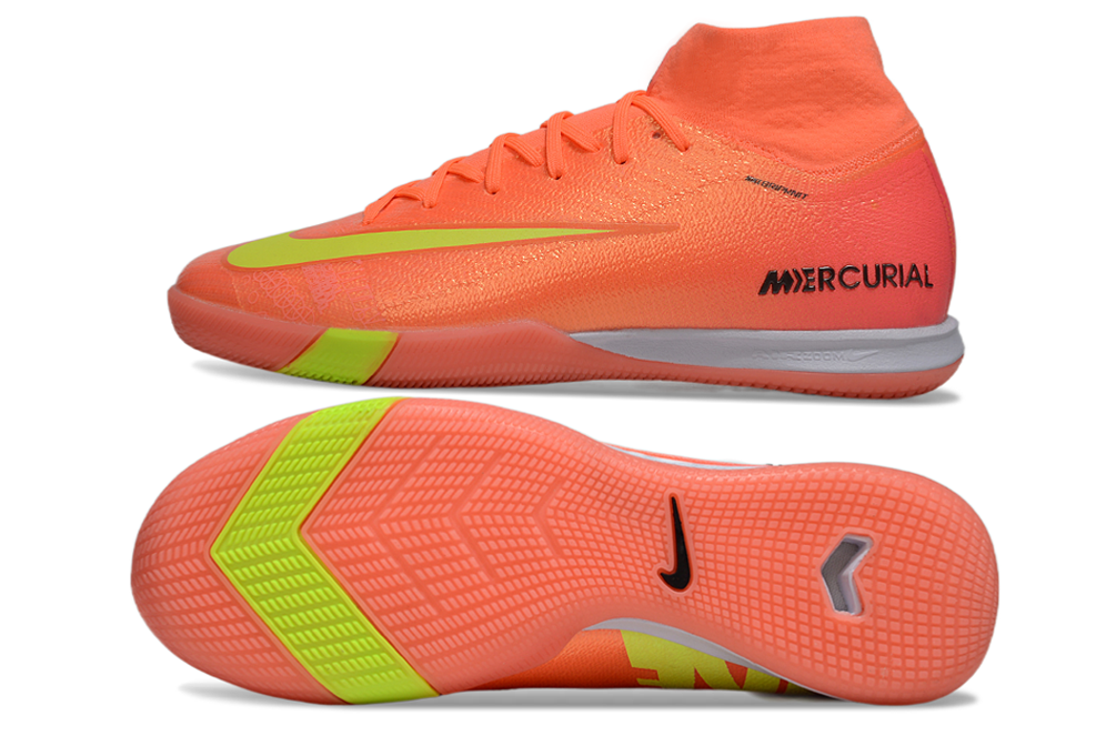 Chuteira Futsal Nike Air Zoom Mercurial Superfly 10 Elite  IC - Laranja e Verde