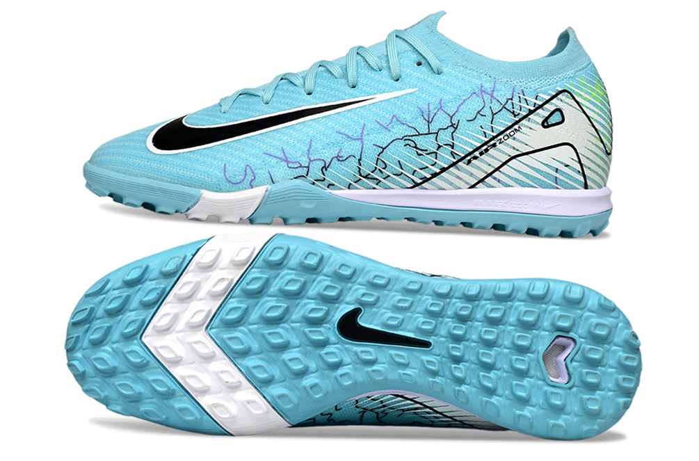 Chuteira Society Nike Air Zoom Mercurial Vapor 16 Elite TF - Branca e Azul