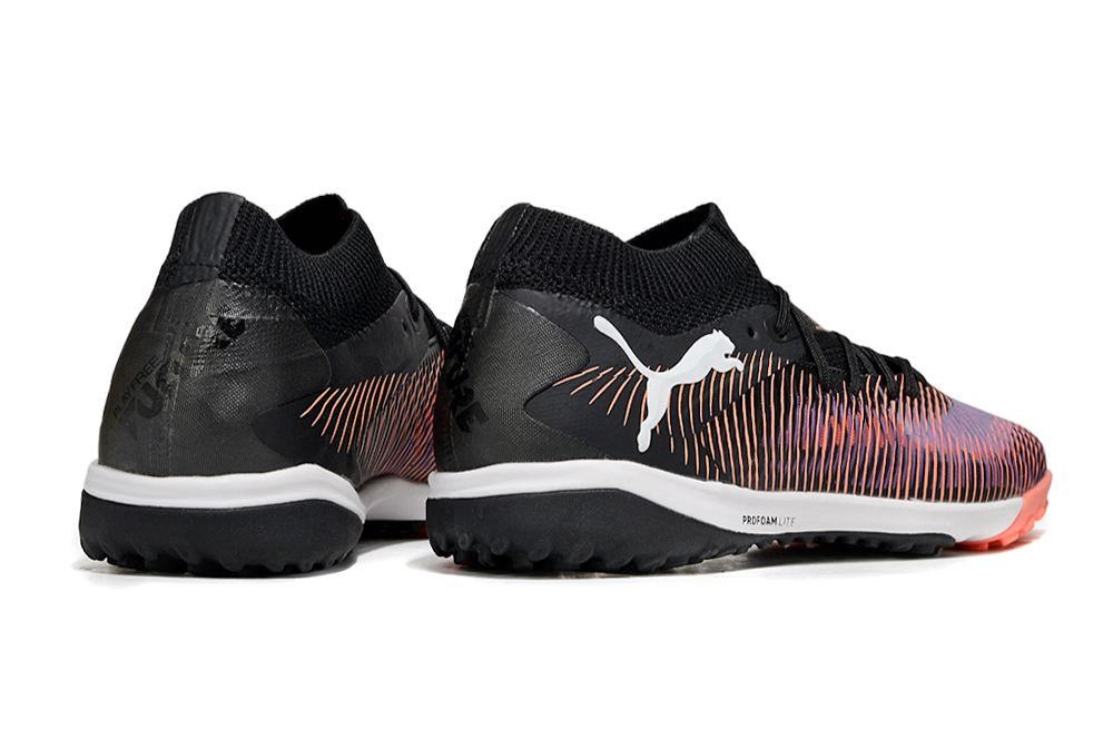Chuteira Society Puma Future 8 TF - Preta, Roxa e Laranja - Unlimited Pack