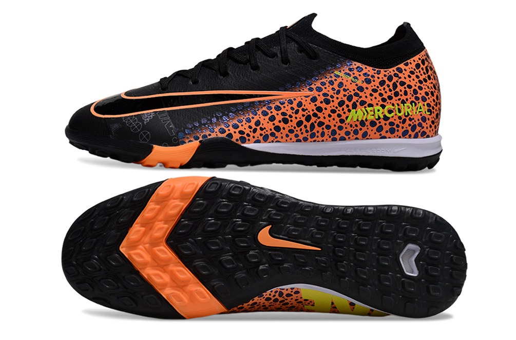 Chuteira Society Nike Air Zoom Mercurial Vapor 16 Elite TF - Preta e Laranja