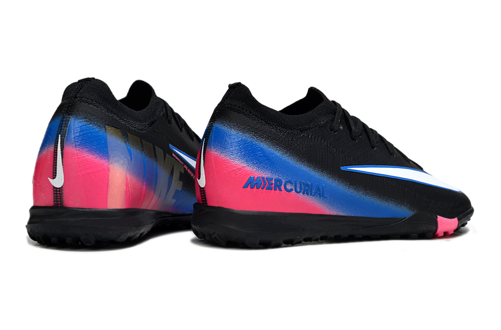 Chuteira Society Nike Air Zoom Mercurial Vapor 16 Elite TF - Preta, Rosa e Azul