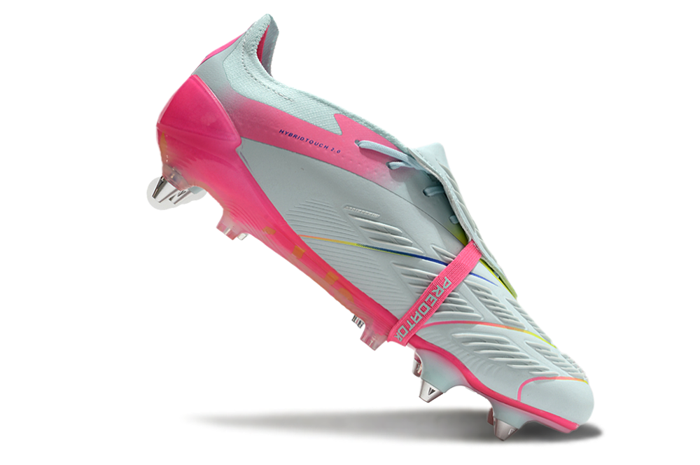 Chuteira Adidas Predator Elite Fold-Over Tongue SG - Branca, Rosa e Roxa